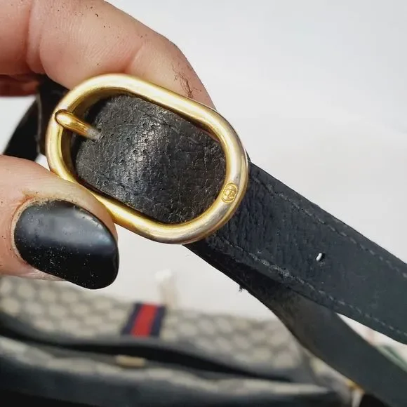 GUCCI Authentic Vintage Ophidia blue web  GG pvc leather web  bag - Picture 13 of 16